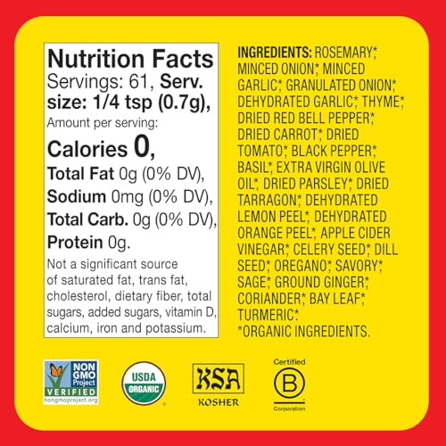 Bragg Sprinkle Herbs and Spices - Salt Free Seasoning, 1.5oz, Single
