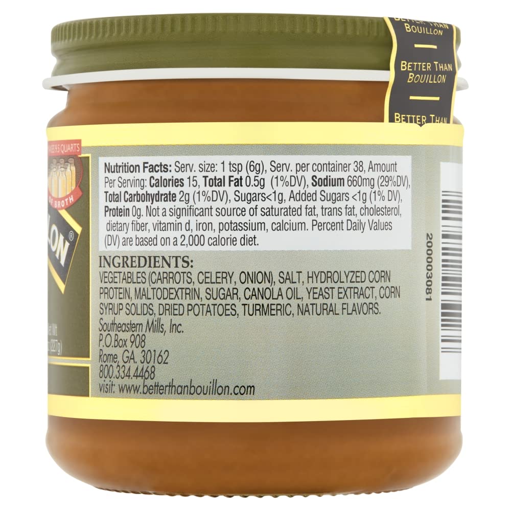 Better Than Bouillon Vegetarian No Chicken Base, Made with Seasoned Vegetables, Certified Vegan, Makes 9.5 Quarts of Broth 8 Ounces