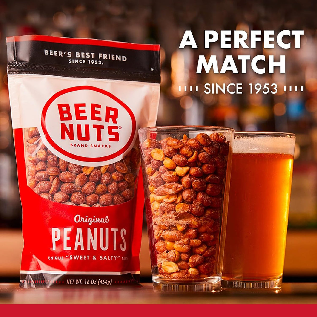 BEER NUTS (3 pack) Original Peanuts - Sweet & Salty Bar Nuts - Gluten Free, Kosher, Low Sodium
