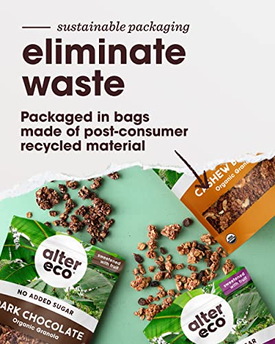 Alter Eco Dark Chocolate Granola, Healthy, Organic Breakfast & Snack, Naturally Sweetened with Fruit, Vegan, No Artificial Sugars or Additives, Regeneratively-Farmed Oats (Dark Chocolate - 1 Pack)