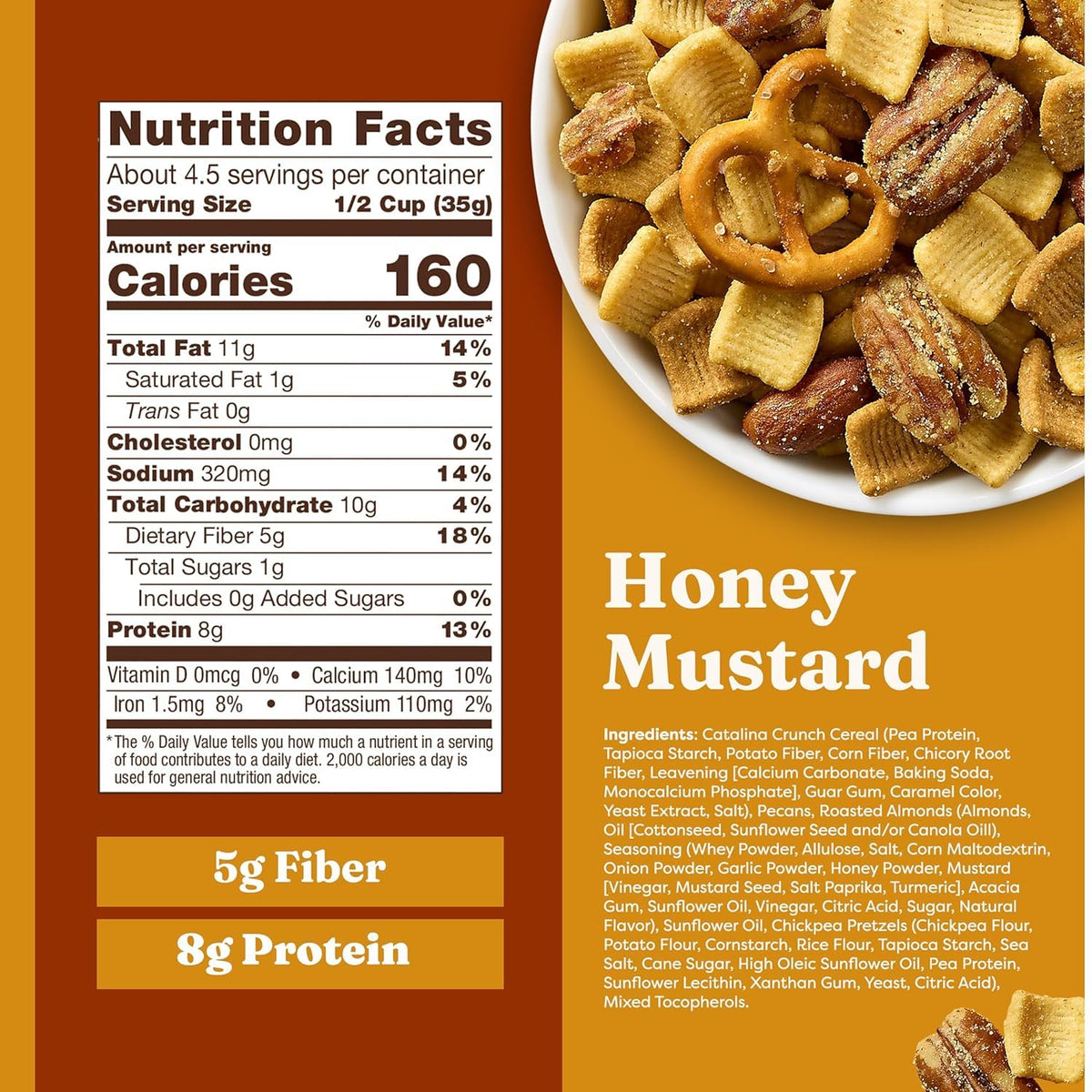 Catalina Snack Mix | 3 flavors | Spicy Kick | Honey Mustard | Creamy Ranch | 1g Sugar per Serving - Good Source of Fiber, Keto, Gluten Free | Pack of 3 |