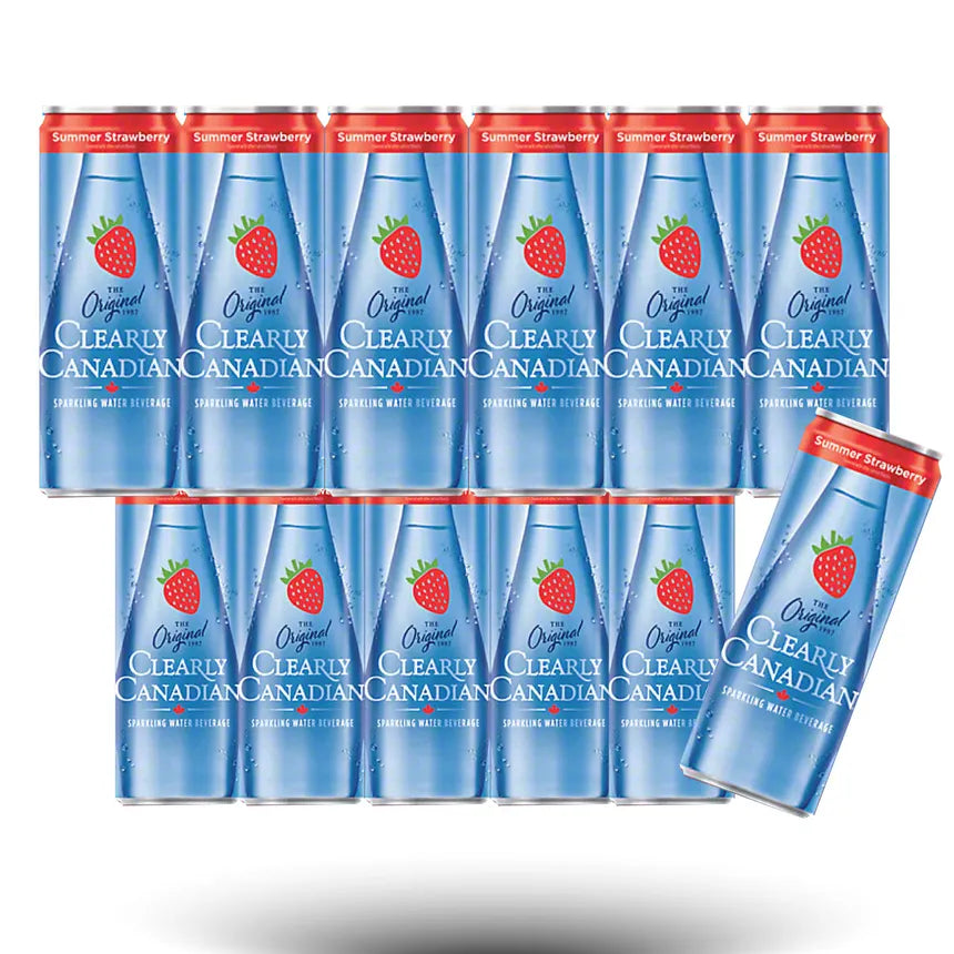 Sparkling Water Beverage, Summer Strawberry, 12 fl oz (355ml), Made with Water from Natural Canadian Springs (12 cans x 12 FL OZ)