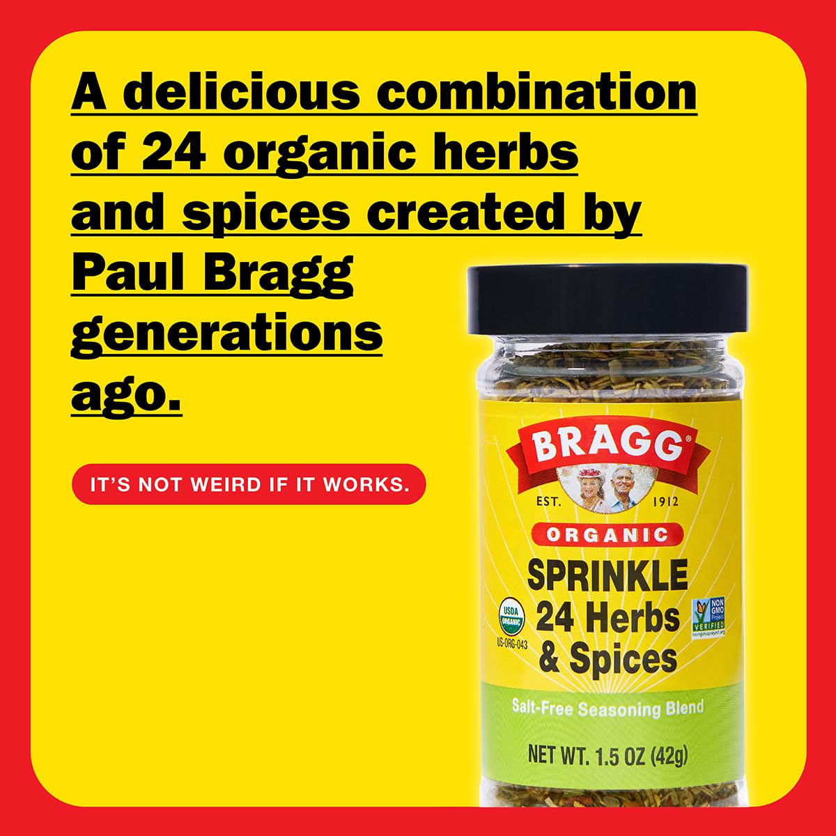 Bragg Sprinkle Herbs and Spices - Salt Free Seasoning, 1.5oz, Single