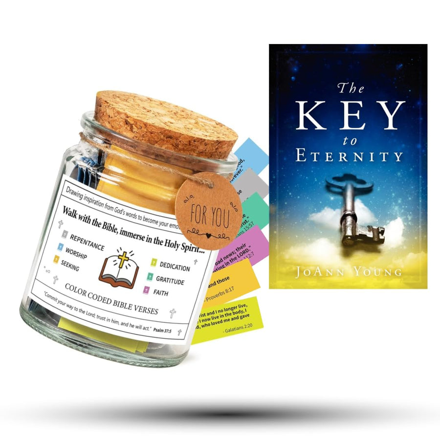 The Key to Eternity Bundle Read Me When Bible Verses Jar | Joann Young | Christian Gifts for Women & Men | Handmade Bible Verses in a Jar Gift Set by Omnicoast Goods, OCG