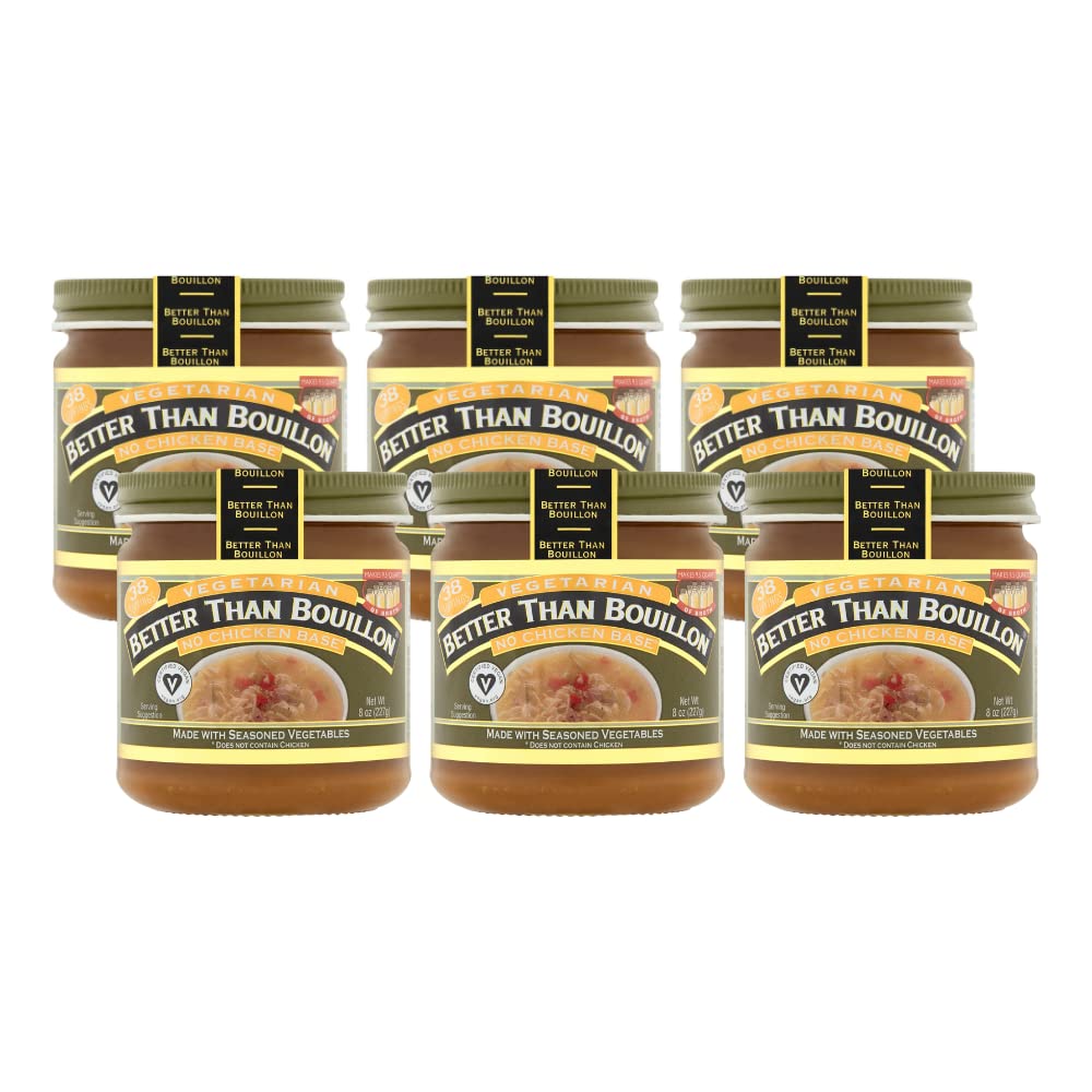 Better Than Bouillon Vegetarian No Chicken Base, Made with Seasoned Vegetables, Certified Vegan, Makes 9.5 Quarts of Broth 8 Ounces