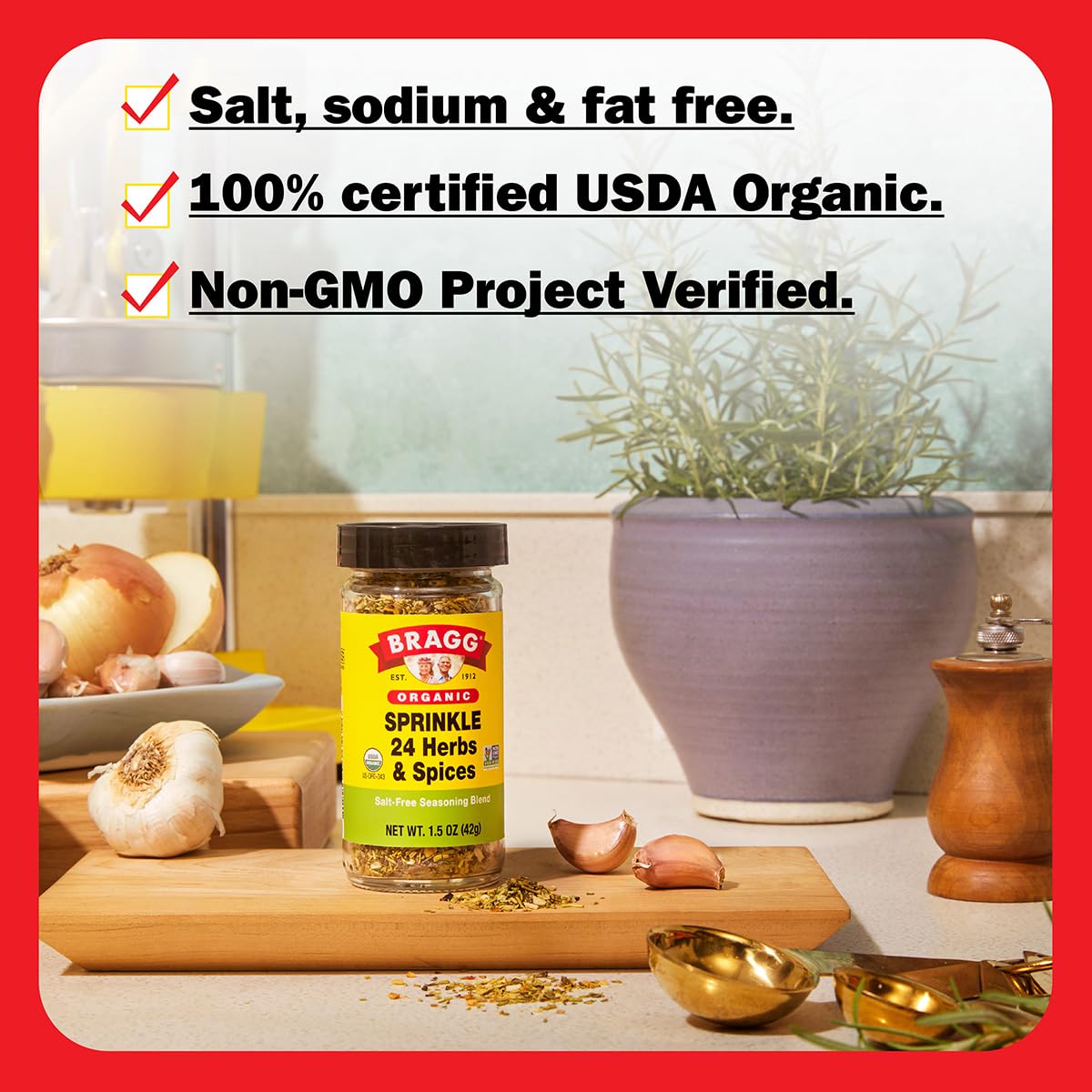 Bragg Sprinkle Herbs and Spices - Salt Free Seasoning, 1.5oz, Single